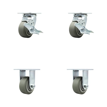 Service Caster Tool Box Caster Wheel Set 4'' Thermoplastic Rubber Swivel Casters, 4PK TOOL-SCC-30CS420-TPRBF-TLB-2-R-2